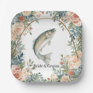 Fishing lovers Hook on you for Wedding Paper Plate