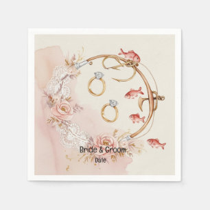 Fishing Lovers Hook on you Wedding Napkin