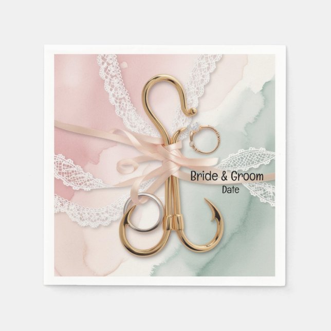 Fishing Lovers Hook on you Wedding  Napkin (Front)