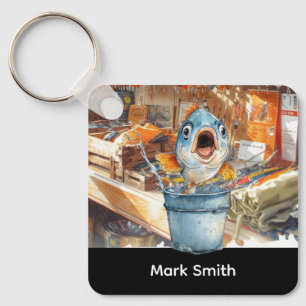 Fishing lovers  luggage tag key ring