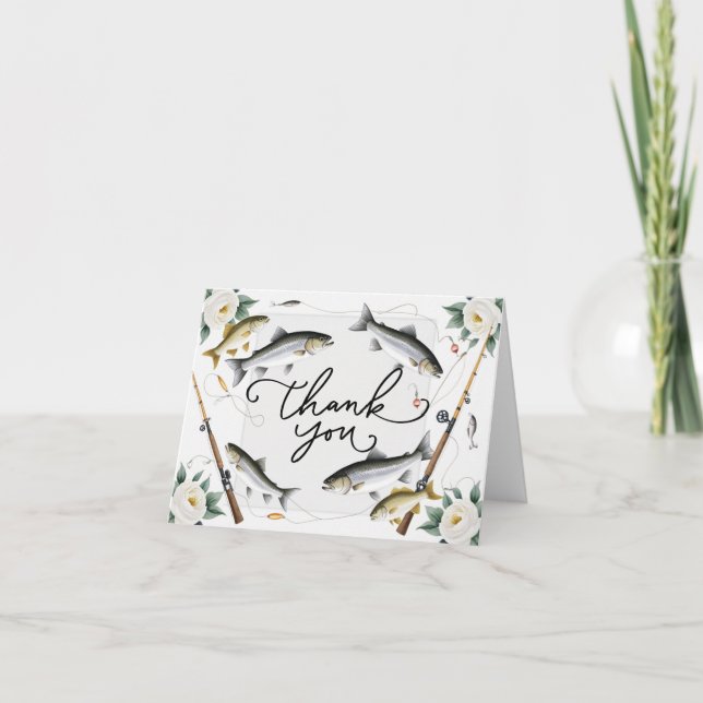 Fishing Lovers Thank you with fish and flowers (Front)