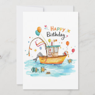 Fishing Lovers themed go fishing on his birthday  Card