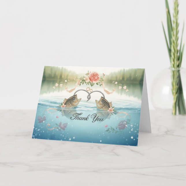 Fishing Lovers Wedding  Thank You Card (Front)