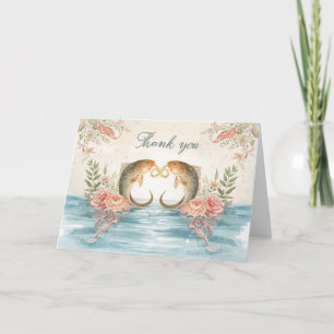 Fishing Lovers Wedding Watercolor Thank You Card