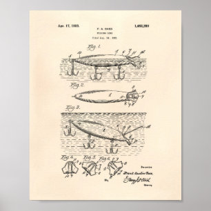 Fishing Lure 1923 Patent Art Old Peper Poster