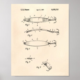 Fishing Lure 1964 Patent Art Old Peper Poster