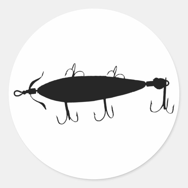 Fishing Lure 2 Silhouette a Classic Round Sticker (Front)