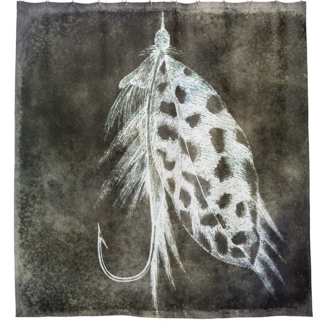 Fishing Lure - Fly Fishing Angling Fish Hook Shower Curtain (Front)