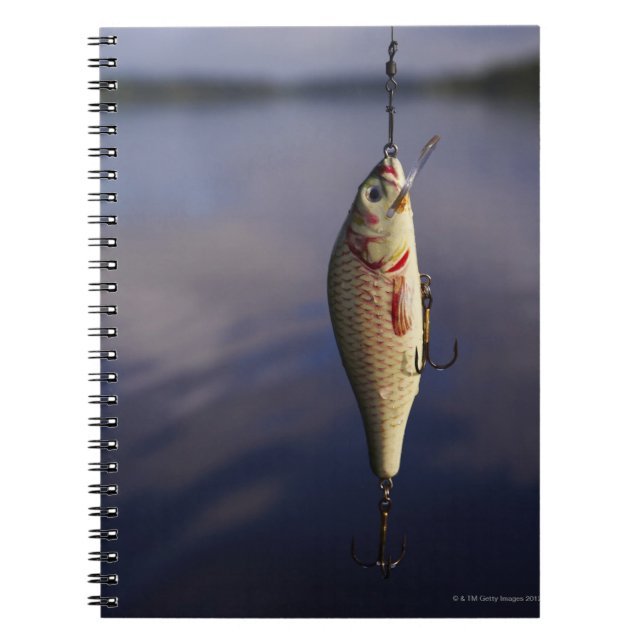 fishing lure in front of water notebook (Front)