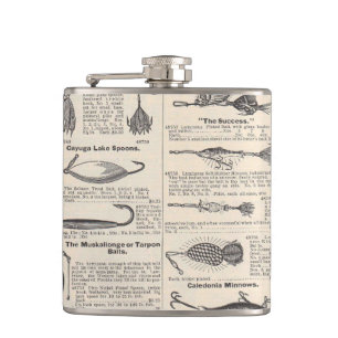 Fishing Lures Advertising Fisherman Art Hip Flask