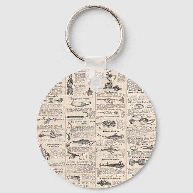 Fishing Lures Advertising Fisherman Art Key Ring (Front)