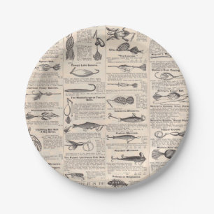 Fishing Lures Advertising Fisherman Art Paper Plate