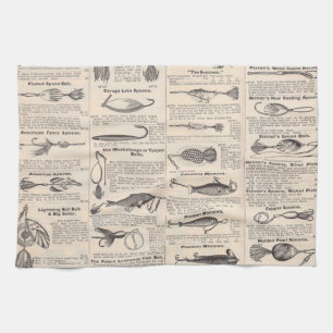 Fishing Lures Advertising Fisherman Art Tea Towel