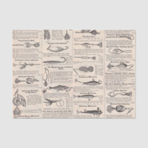 Fishing Lures Advertising Fisherman Art Tissue Paper