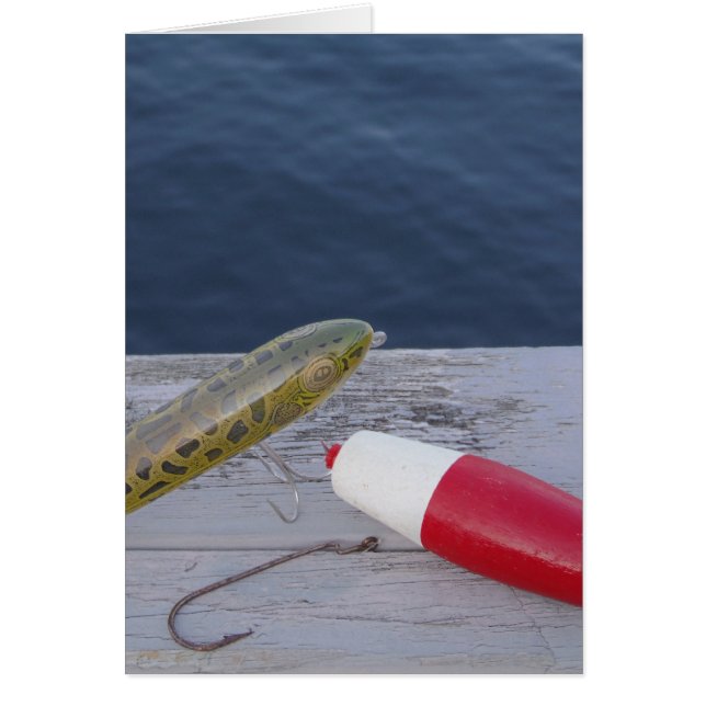 fishing lures at the lake red white blue... (Front)