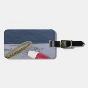 fishing lures at the lake red white blue... luggage tag