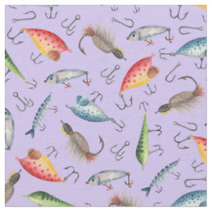 Fishing Lures on Light Purple Fabric