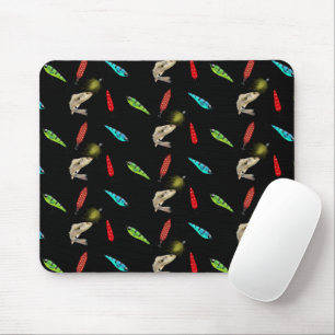Fishing Lures With Fish On Black Mouse Pad