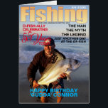 Fishing Mag Parody Bday-Upload Photo-Message-Age<br><div class="desc">Fishing Magazine (FISHING Parody). Mock up front cover birthday card. Bold magazine look with teaser headlines. Ideal for a friend or family member that has a good sense of humour. INSIDE MESSAGE: Hope you get everything you fished for. No recipients or senders names. Note: Must upload your favourite photo of...</div>