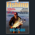 Fishing Mag Parody Bday-Upload Photo-Message-Age<br><div class="desc">Fishing Magazine (FISHING Parody). Mock up front cover birthday card. Bold magazine look with teaser headlines. Ideal for a friend or family member that has a good sense of humour. INSIDE MESSAGE: Hope you get everything you fished for. No recipients or senders names. Note: Must upload your favourite photo of...</div>