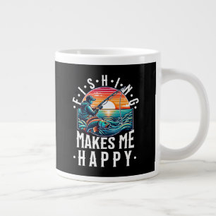 Fishing Makes Me Happy Large Coffee Mug