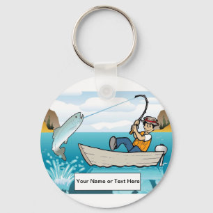 Fishing - Male Cartoon by PrintedPerfection.com  Key Ring