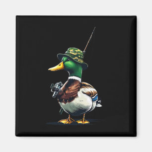 Fishing Mallard Duck Funny Cool Fishing Fisherman Magnet