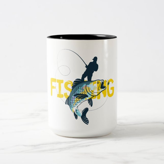 Fishing Man Two-Tone Coffee Mug (Center)