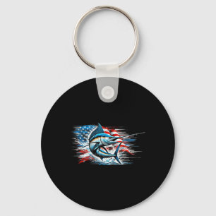 Fishing Marlin Swordfish Fish 4th Of July American Key Ring