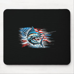 Fishing Marlin Swordfish Fish 4th Of July American Mouse Pad