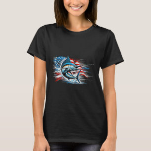 Fishing Marlin Swordfish Fish 4th Of July American T-Shirt