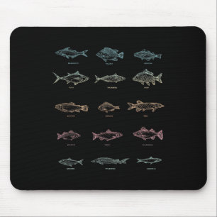 Fishing Men Boys Gift Fish Fishermen Hobby Lake Fi Mouse Pad