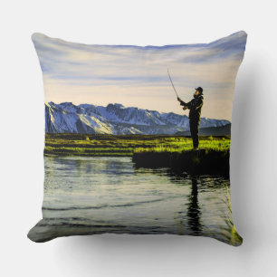 Fishing Mountain Lake Fisherman Cushion
