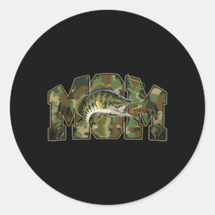 Fishing Mum Camo Funny Mothers Day Fishermen Mummy Classic Round Sticker