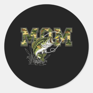 Fishing Mum Camo Funny Mothers Day Fishermen Mummy Classic Round Sticker
