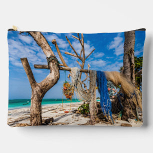 Fishing nets drying on the beach accessory pouch