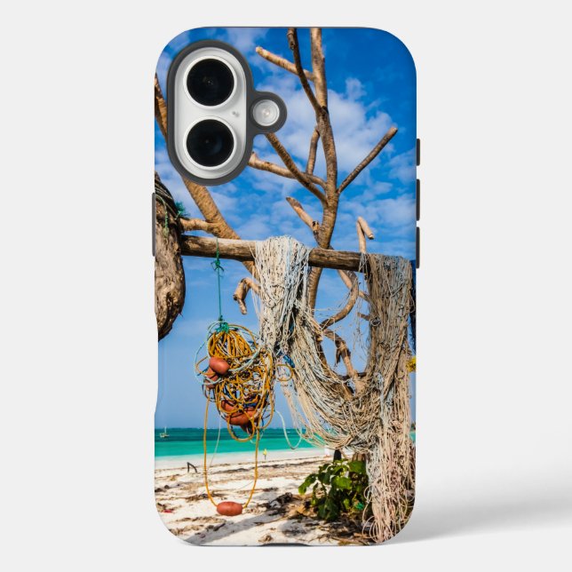 Fishing nets drying on the beach Case-Mate iPhone case (Back)