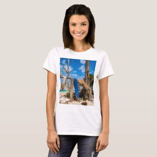 Fishing nets drying on the beach T-Shirt