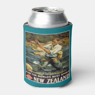 "Fishing New Zealand-Vintage" Can Cooler