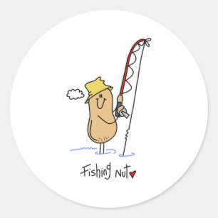 Fishing Nut Classic Round Sticker