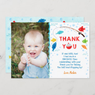 Fishing O-fish-ally 1st Birthday Thank You Cards