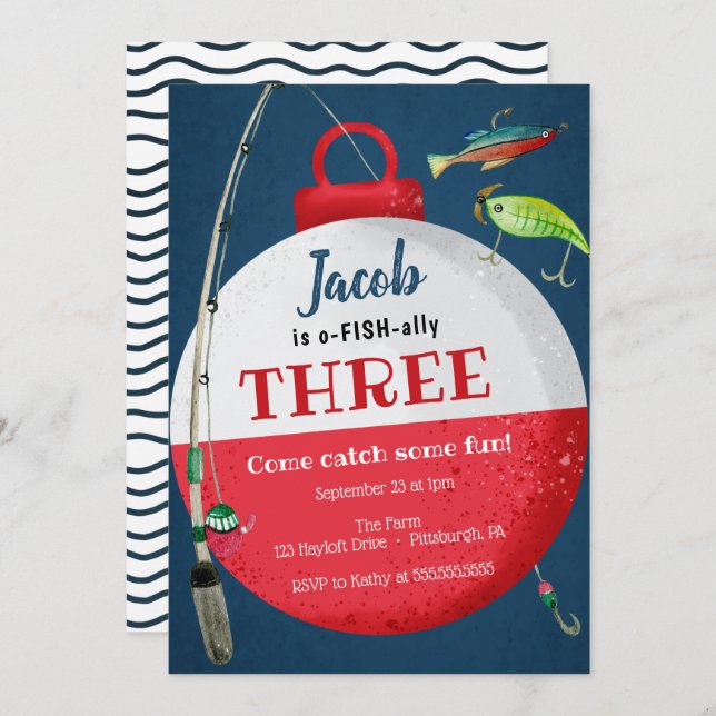 Fishing O-FISH-ally Birthday Invitation (Front/Back)