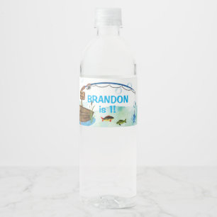 Fishing O-fish-ally little fisherman birthday Water Bottle Label