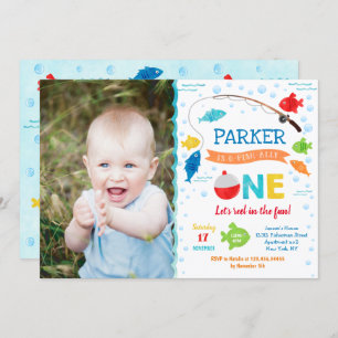 Fishing O-fish-ally ONE 1st Birthday Invitations