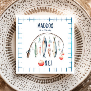 Fishing O-Fish-Ally The Big One Blue Boy Birthday  Napkin