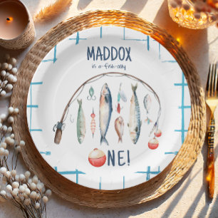 Fishing O-Fish-Ally The Big One Blue Boy Birthday  Paper Plate