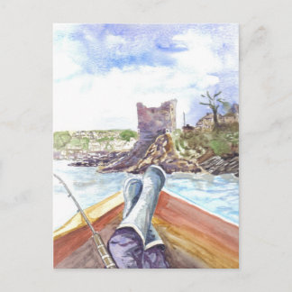 Fishing off Polruan Postcard