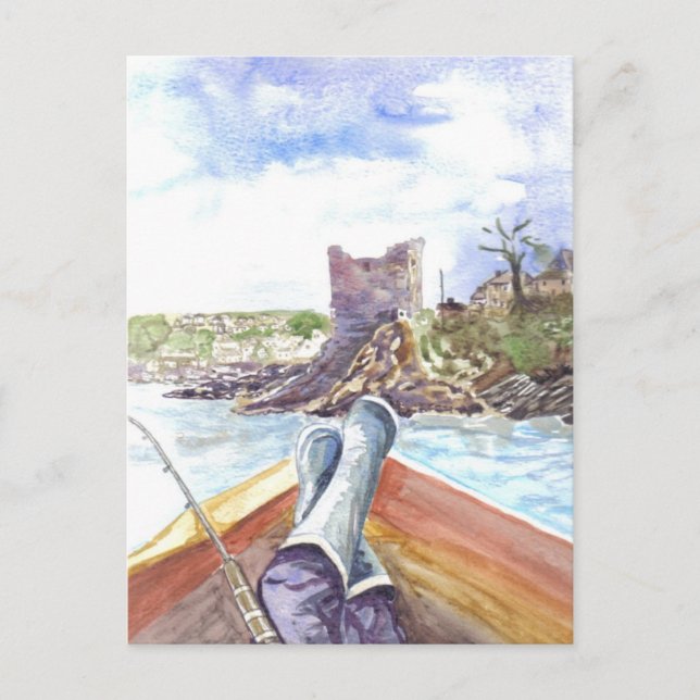 Fishing off Polruan Postcard (Front)