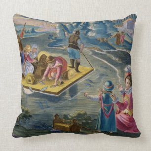 Fishing on a Lake at Night, plate 101 from 'Venati Cushion