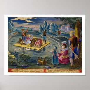 Fishing on a Lake at Night, plate 101 from 'Venati Poster